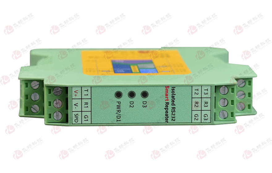 飛暢科技-模塊化導(dǎo)軌式緩存型二主一從RS232隔離集線(xiàn)器