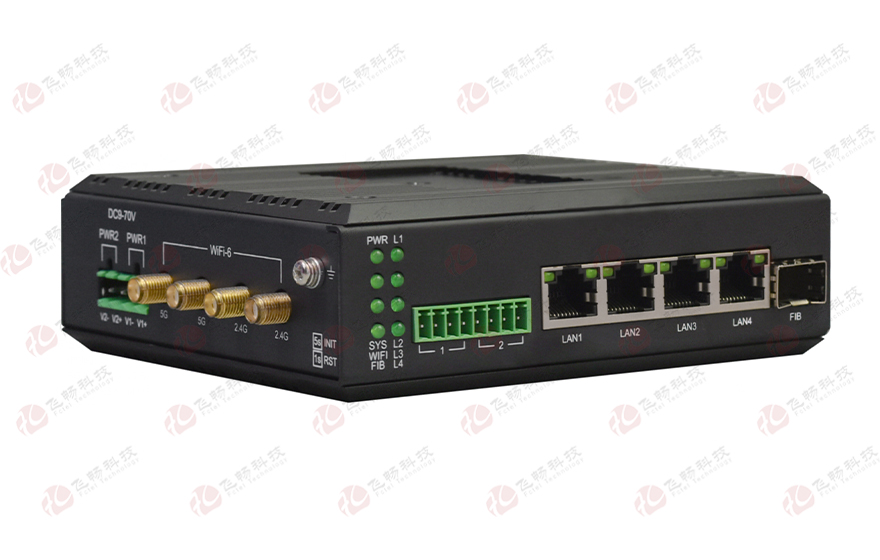 飛暢科技-4千兆+1千兆SFP光+2路串口 WiFI6路由器 (支持POE供電)